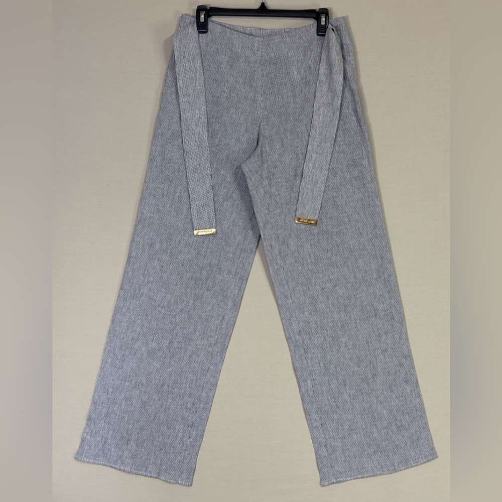 Michael Kors Linen Blend Wide Leg Pants Sz 4 Side Zip Tie Waist